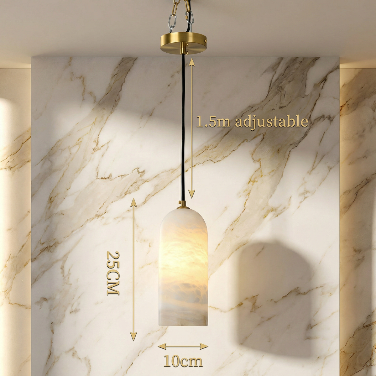 Marmeren Hanglamp met Koperen Afwerking - Moderne Scandinavische Verlichting