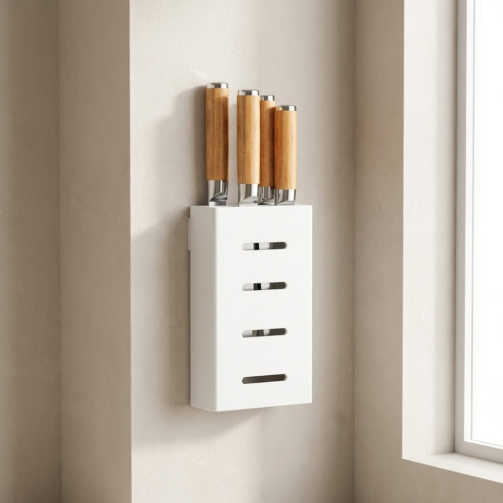 Messenhouder Voor Wandmontage met Kleefstrips - Praktische Keukenopberghouder Zonder Boren