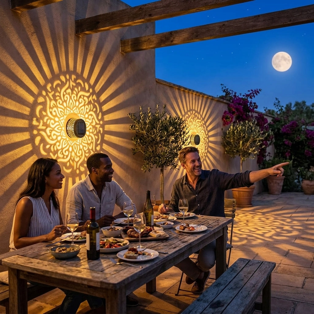 Solar Mandala Projectielicht - Tuindecoratie met Automatische Nachtverlichting en Schaduwpatroon