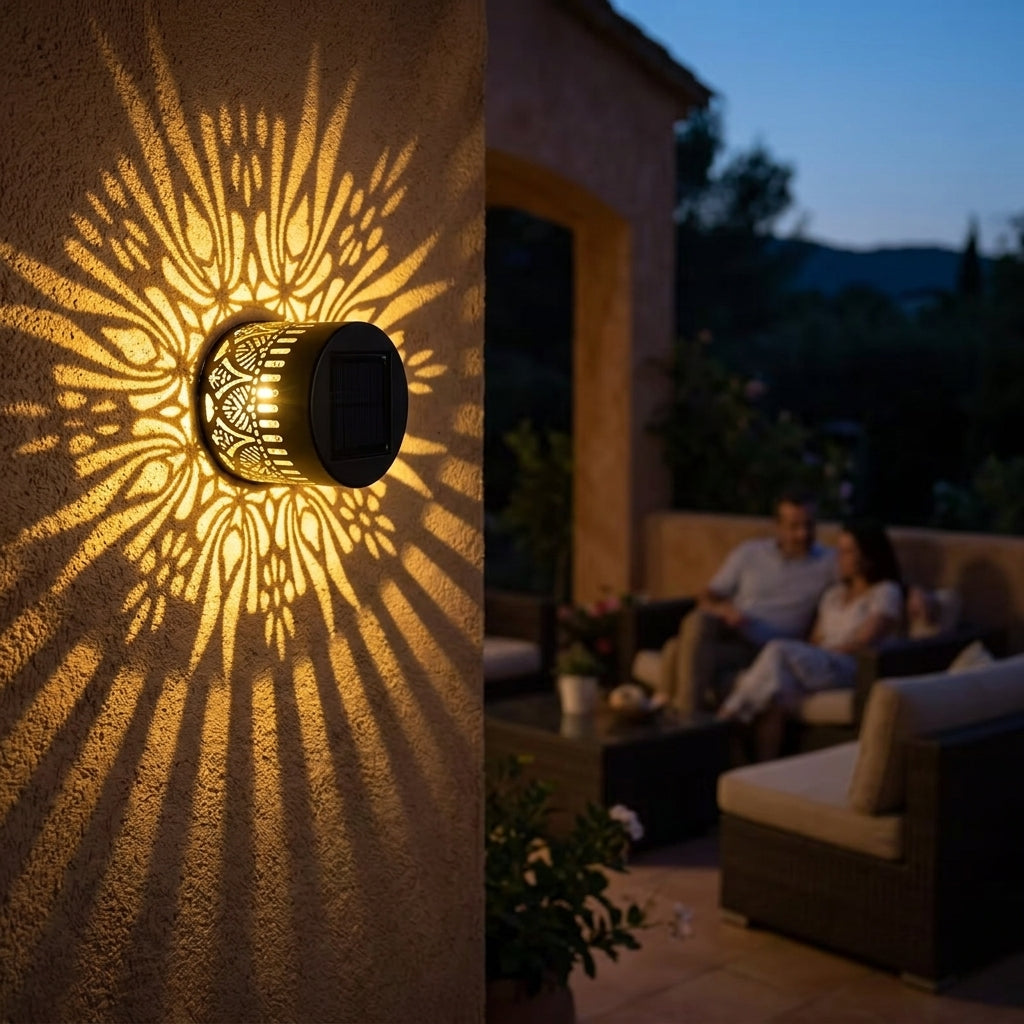 Solar Mandala Projectielicht - Tuindecoratie met Automatische Nachtverlichting en Schaduwpatroon