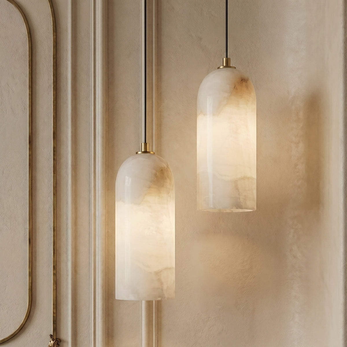 Marmeren Hanglamp met Koperen Afwerking - Moderne Scandinavische Verlichting