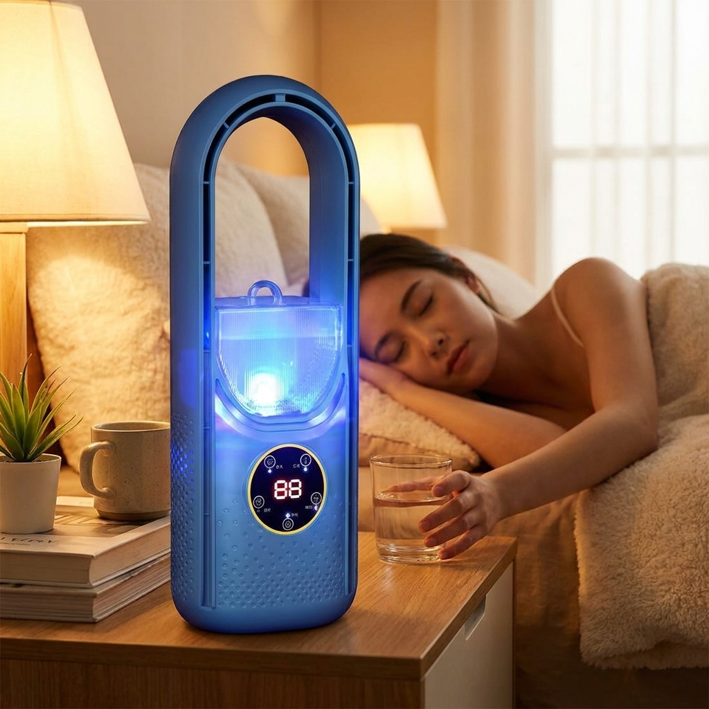 Draagbare Aircooler USB Mini Ventilator 6 Standen 100ml Slaapkamer Bureau Stil Energiezuinig Wieltjes Afstandsbediening
