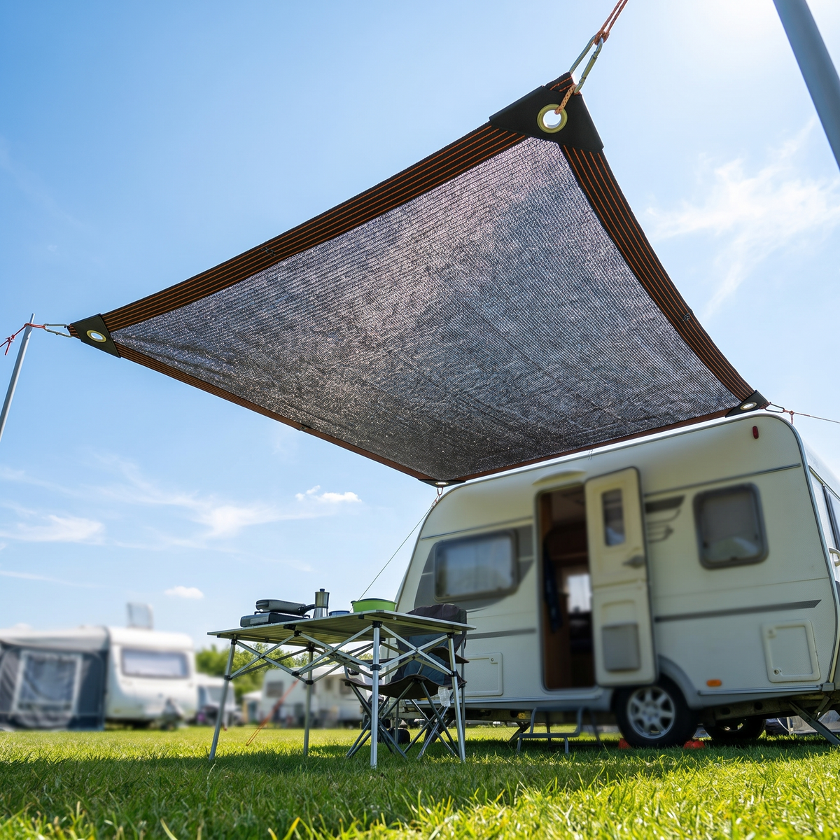 Schaduwdoek Camping HDPE ademend - rechthoekig zonnedoek voor caravan, tent en camperplaats