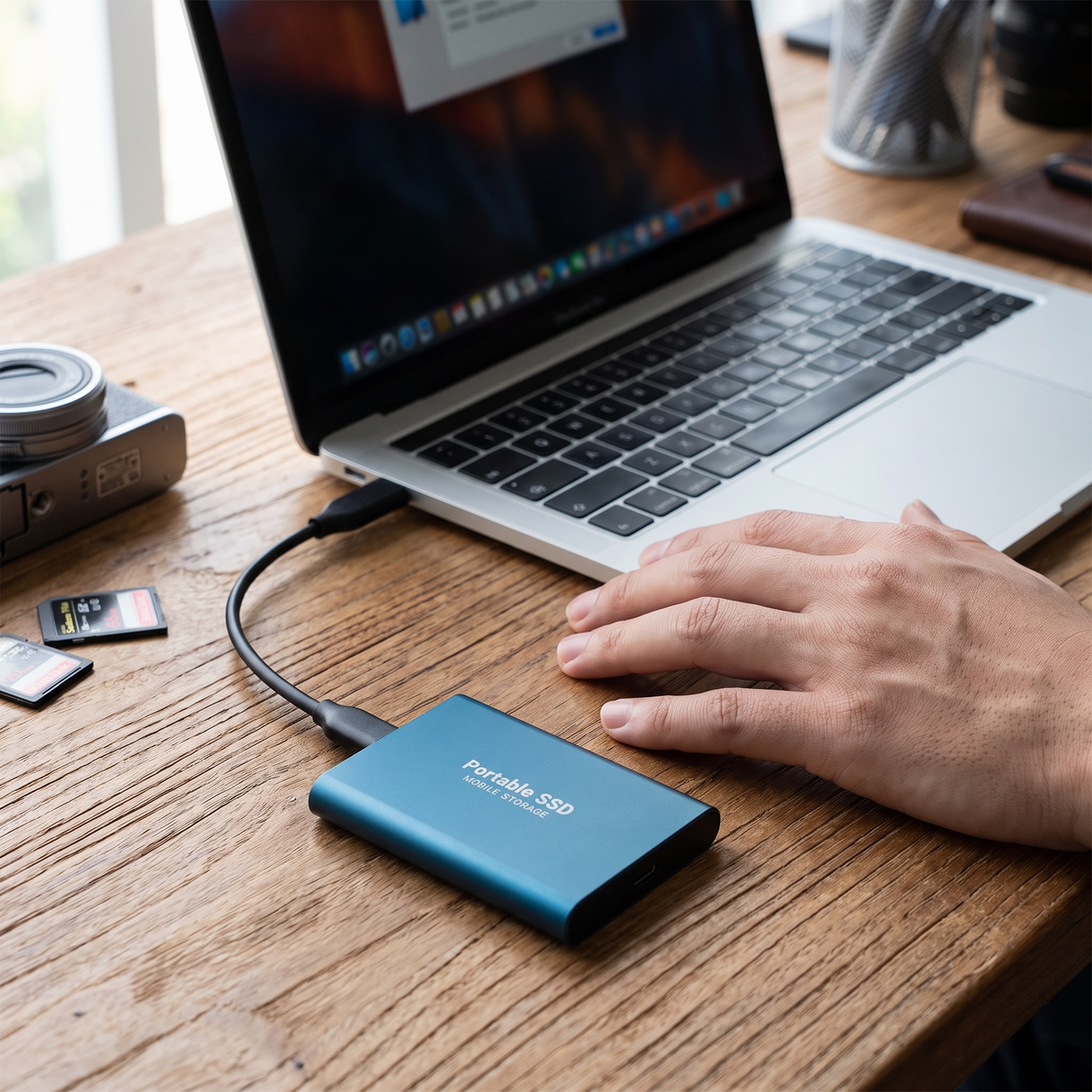 Externe SSD USB-C 1050 MB/s 4TB 8TB 16TB Aluminium Behuizing 50 Gram Laptop