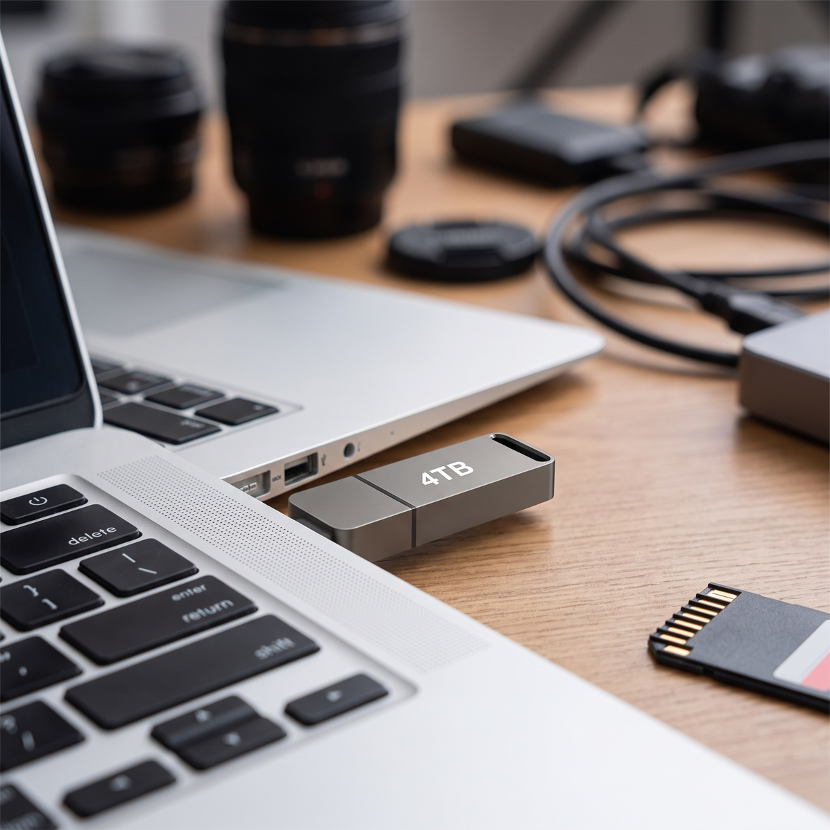 USB Stick 4TB USB 3.2 Metalen Behuizing Schokbestendig Plug and Play Grijs Rood Wit