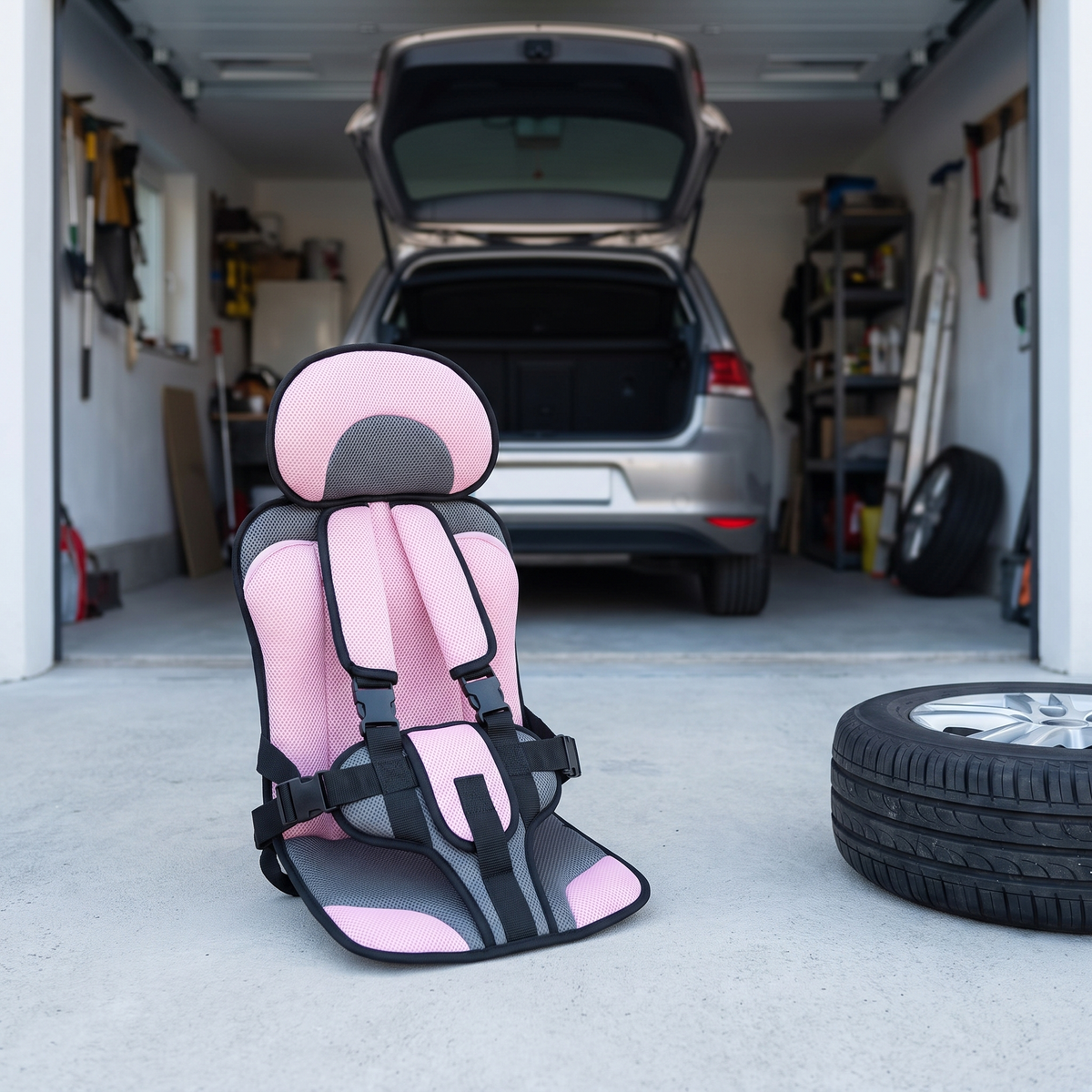 Kinderzitje Tweede Auto ISOFIX Verstelbaar 5-Punts Gordel Ademend Mesh
