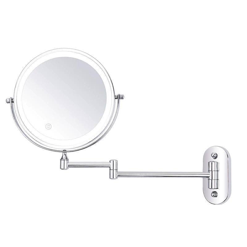 Verlichte Make-upspiegel met USB-Oplaadbare LED-Ring en 5x Vergroting voor Badkamer