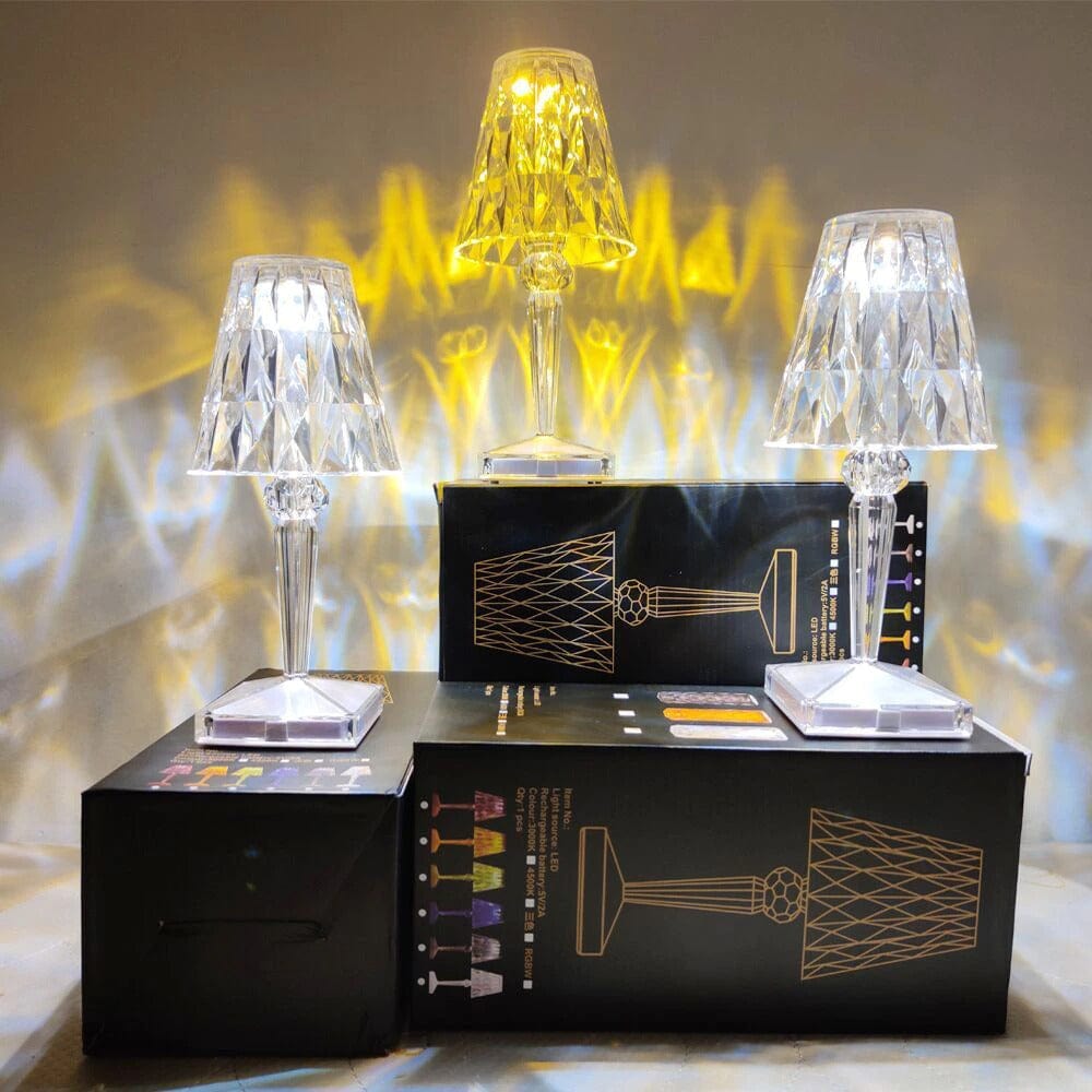 LED Kristal Tafellamp - Draadloze Touch Lamp met Diamant Design & Sfeerverlichting