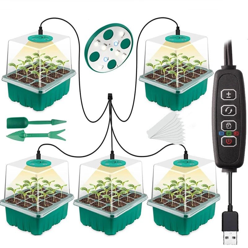 Zaaitray met Groeilamp LED voor Zaailingen en Stekjes Binnen Buiten Kweekbak Groeisysteem Tuinbouw Moestuin