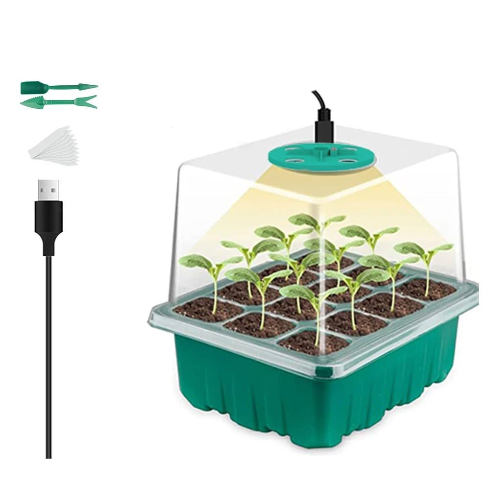 Zaaitray met Groeilamp LED voor Zaailingen en Stekjes Binnen Buiten Kweekbak Groeisysteem Tuinbouw Moestuin