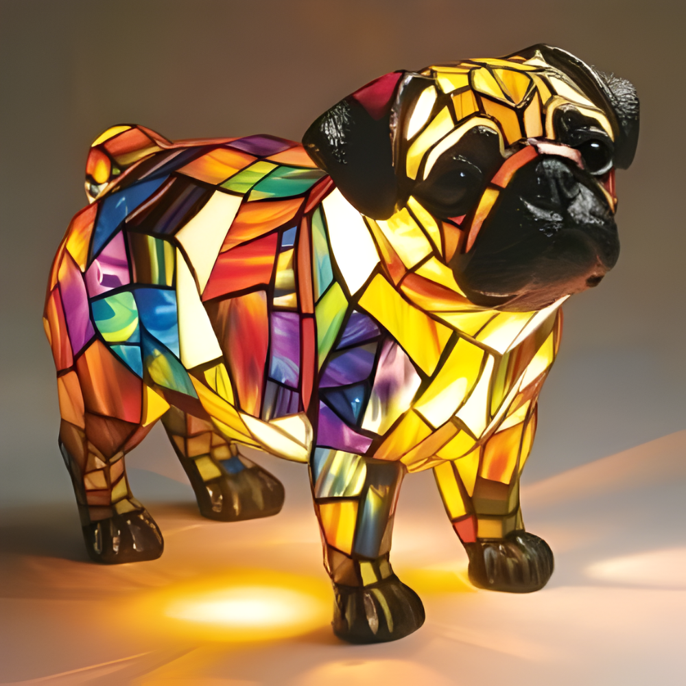 Decoratieve Tafelverlichting met Gekleurd Glasmozaïek - Wolf, Schildpad, Leeuw, Olifant - Sfeervolle Tafellamp 15cm