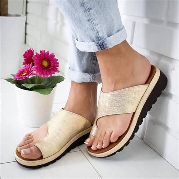 Correctie Sandalen Dames Lage Hak Gewelfd Voetbed Zijpolstering Dagelijks Comfort Instapmodel Zomer Voetsteun