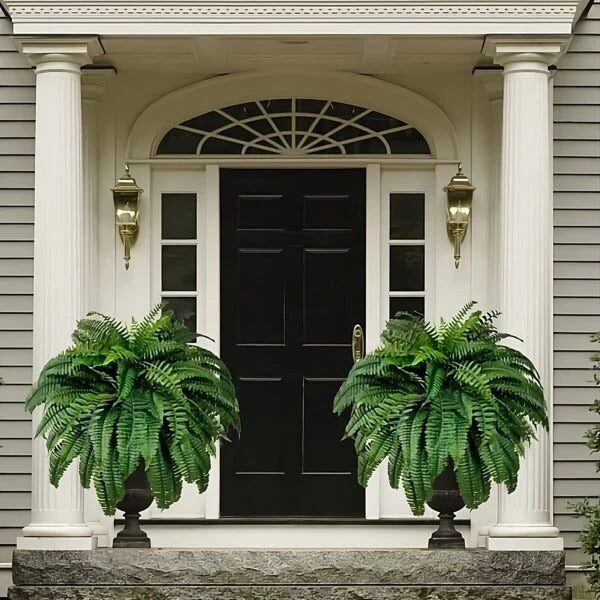 Kunstmatige Varen Hangplant UV-Bestendig PVC Groen Cascaderend voor Pot Mand Balkon Terras Binnen Buiten