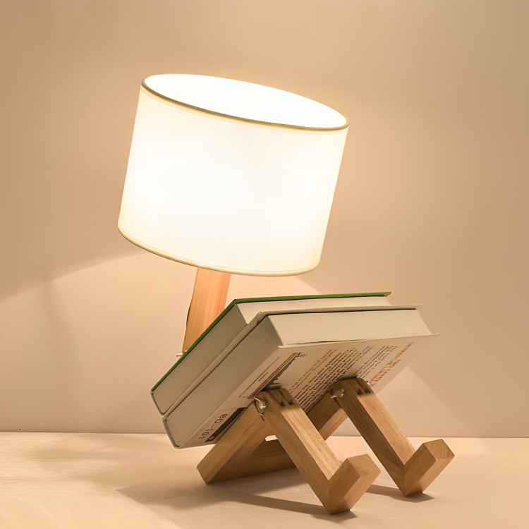 Houten Tafellamp met Opbergplank Wit E27 Verstelbare Leeslamp Scandinavisch Design Nachtkastje Bureau
