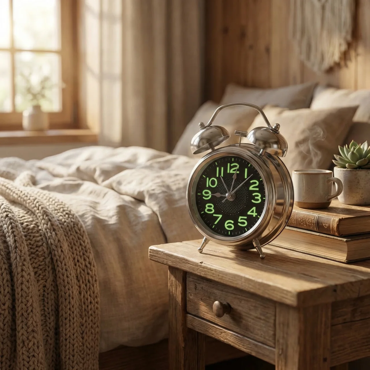 Retro Wekker met Dubbele Bel Zilverkleurige Metalen Behuizing Stille Quartz Beweging Nachtlicht Mechanisch Alarm voor Diepe Slapers Glazen Voorplaat 10cm Klassiek Design Batterijvoeding