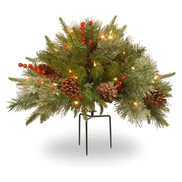 Verlichte Kerstspray met Dennenappels en Bessen voor Urn Vaas Entree Decoratie Kunstkerstboom Feestdagen