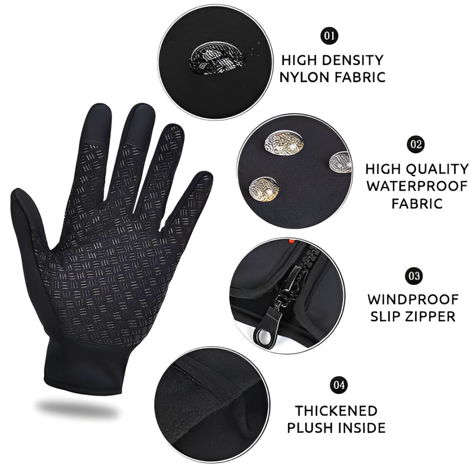 Verwarmde Handschoenen met 3 Warmtestanden Touchscreen Functie Waterdicht Winter Fietshandschoenen Unisex