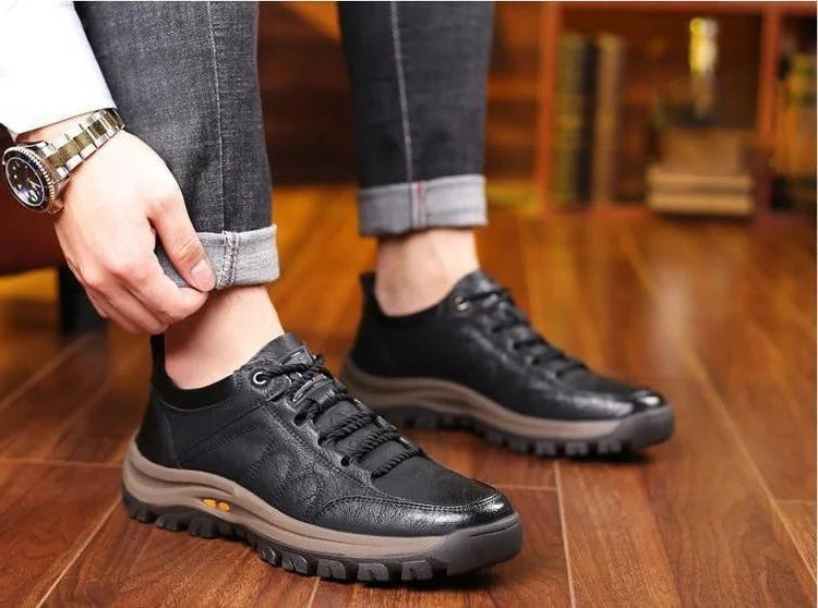 Herenschoenen Leer Handgestikt Antislip Boogondersteuning Ademend Comfort Loafers Dagelijks Gebruik Casual