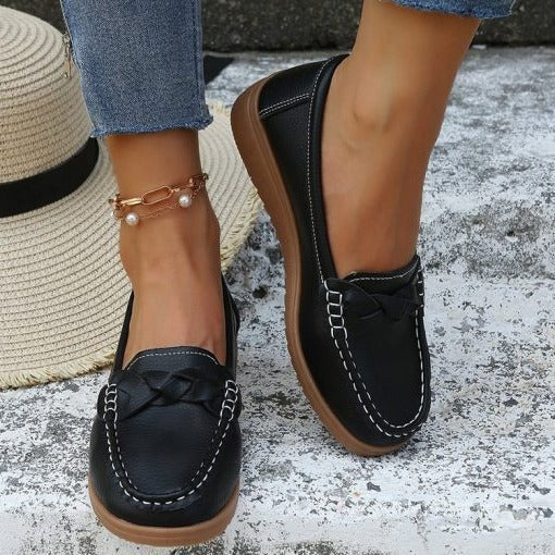 Orthopedische Loafers Dames Leer Instapschoenen Brede Pasvorm Antislip Comfortschoenen voor Dagelijks