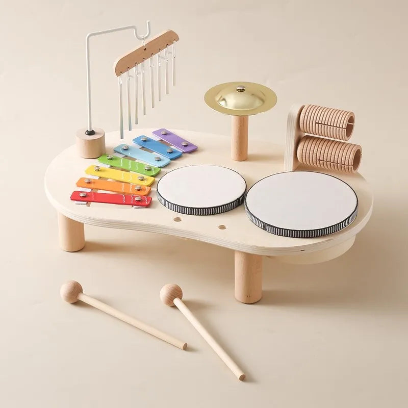 Kinder muziekstation hout kleurrijk muziekspeelgoed peuter instrumentenset educatief sensorisch speelgoed vanaf 3 jaar