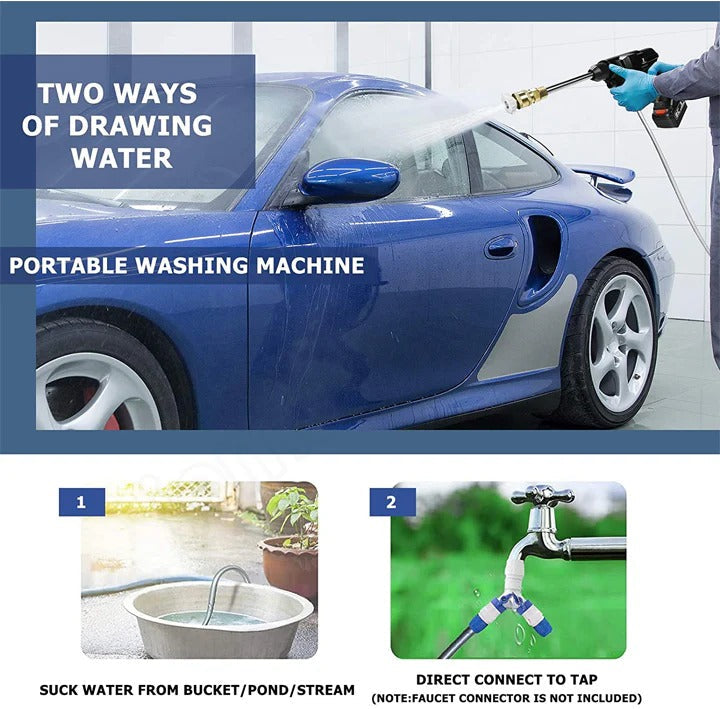 Draadloze Hogedrukreiniger 12000 RPM Oplaadbaar Waterstraal Tuinreiniging Auto Patio Terras Schoonmaken