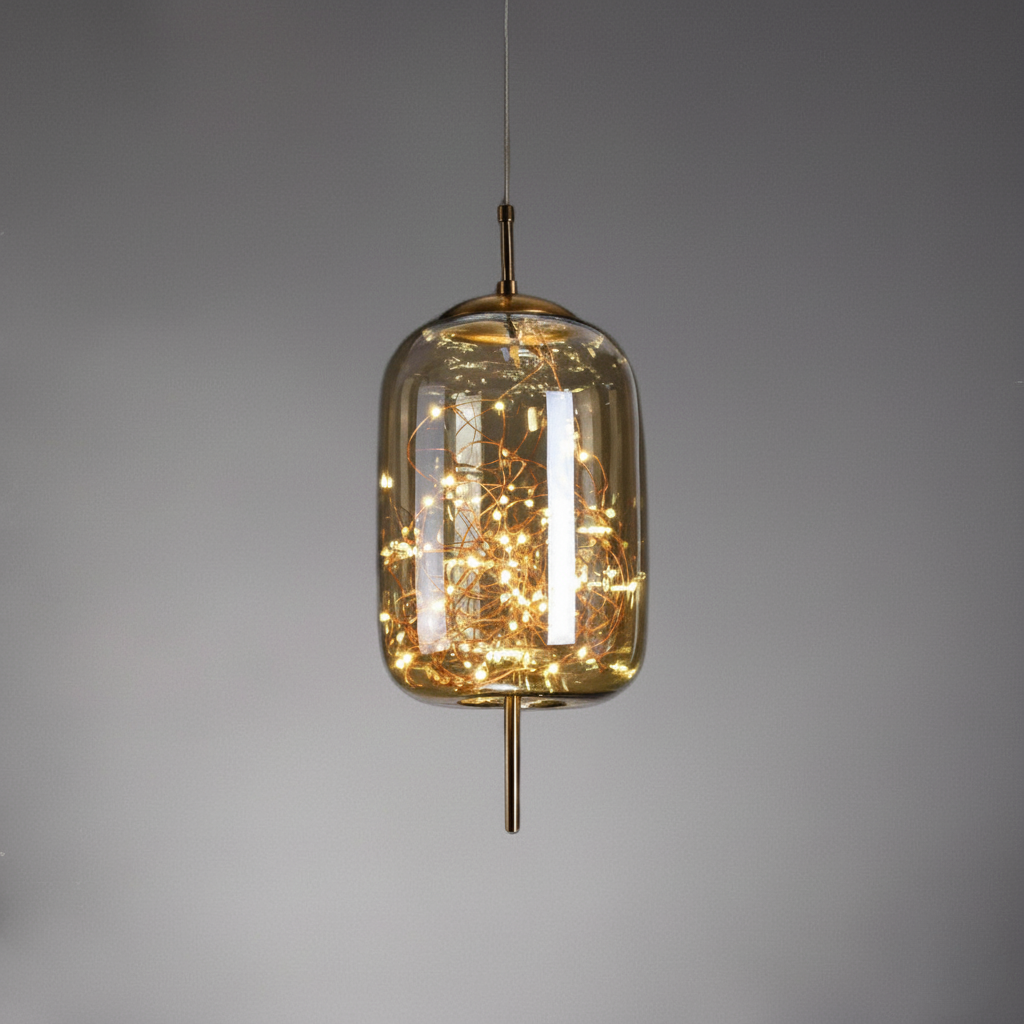 Glazen LED Hanglamp met Warm Scandinavisch Design - Amber of Grijs 24W