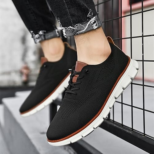 Orthopedische Herenschoen Lichtgewicht Gebreid Ademend Zwart Beige Blauw Zakelijk Casual Wandelcomfort