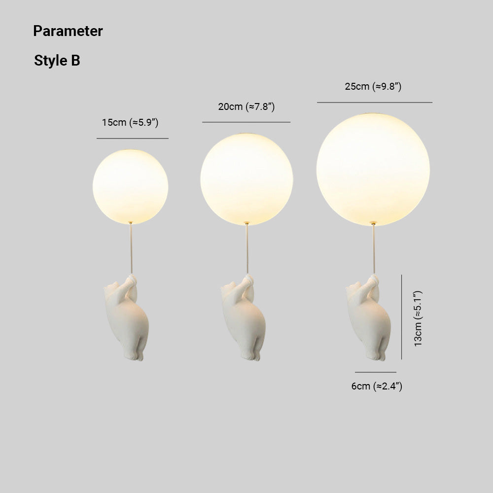 Plafondlamp Kinderkamer Beer Ballon Acryl Metaal Wit Zacht Licht LED E26 Slaapkamer