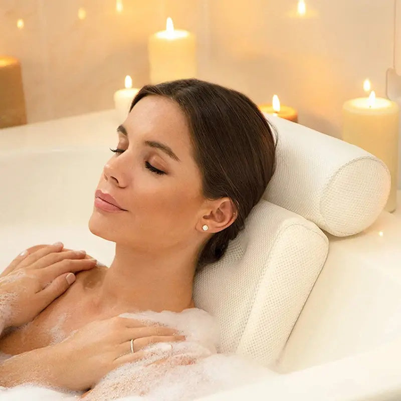 Ergonomisch Badkussen met Zuignappen - Comfortabele Neksteun voor Bad en Spa