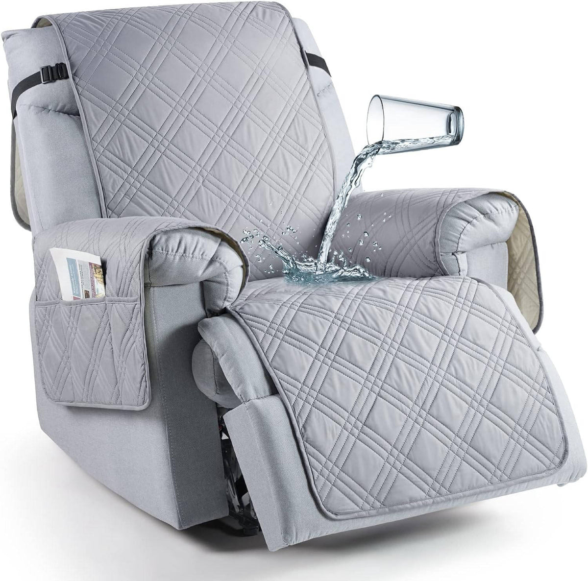 Waterdichte Relaxstoelhoes met Anti-slip Microvezel en Opbergzakken Beschermhoes Fauteuil Huisdieren