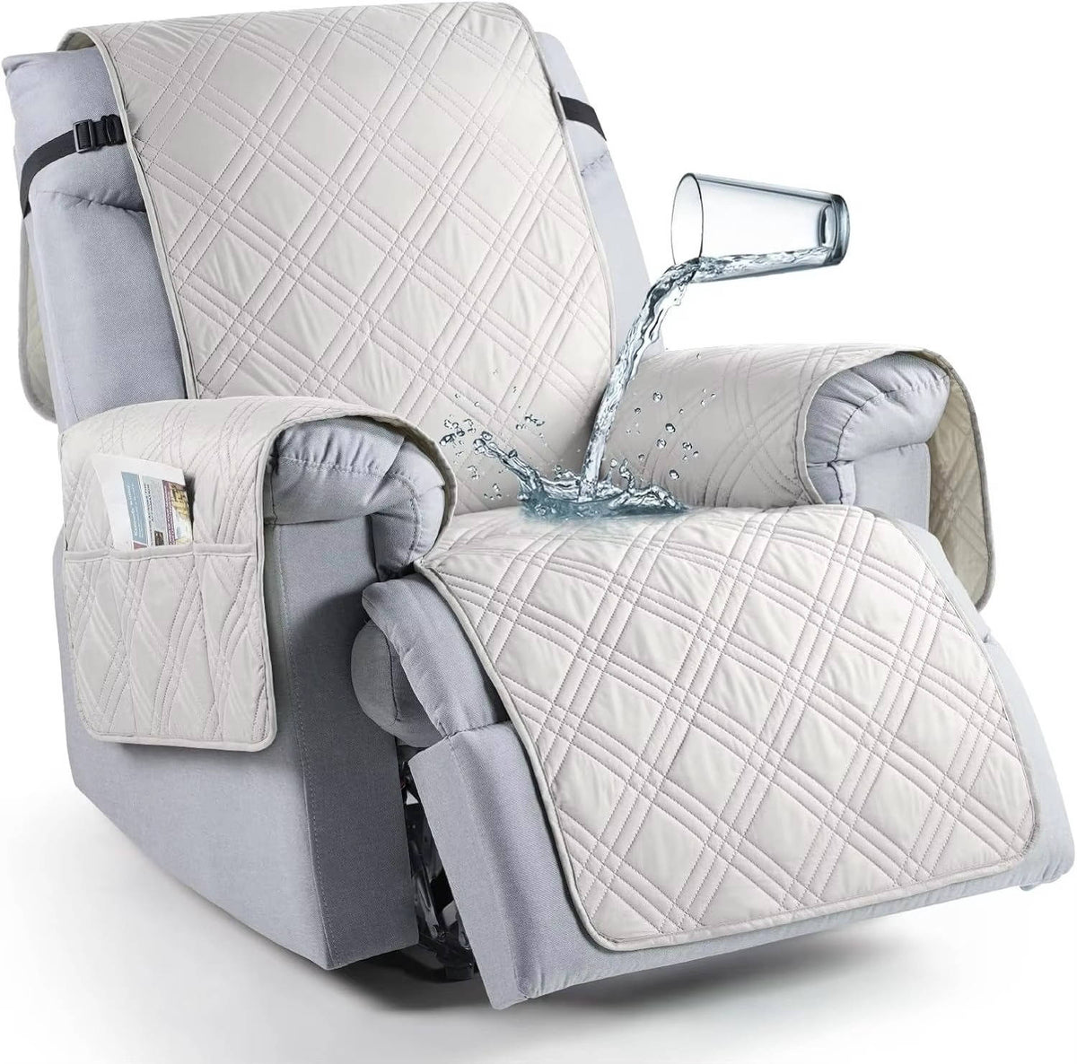 Waterdichte Relaxstoelhoes met Anti-slip Microvezel en Opbergzakken Beschermhoes Fauteuil Huisdieren