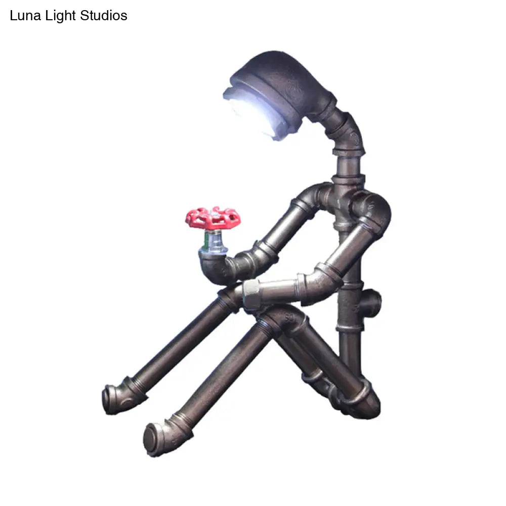 Industriële Tafellamp Waterleidingbuis Figuur Metaal LED Zilver Brons Nachtverlichting Slaapkamer Bureaulamp