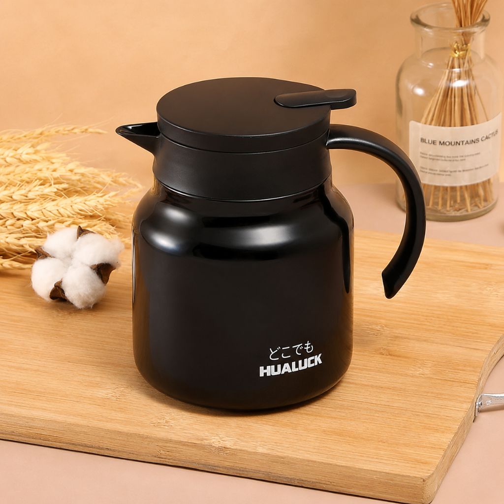 Thermoskan met Theezeef 800ml Dubbelwandig Rvs Keramiek Warmhoudkan Theekan Koffiekan Theepot Isoleerkan