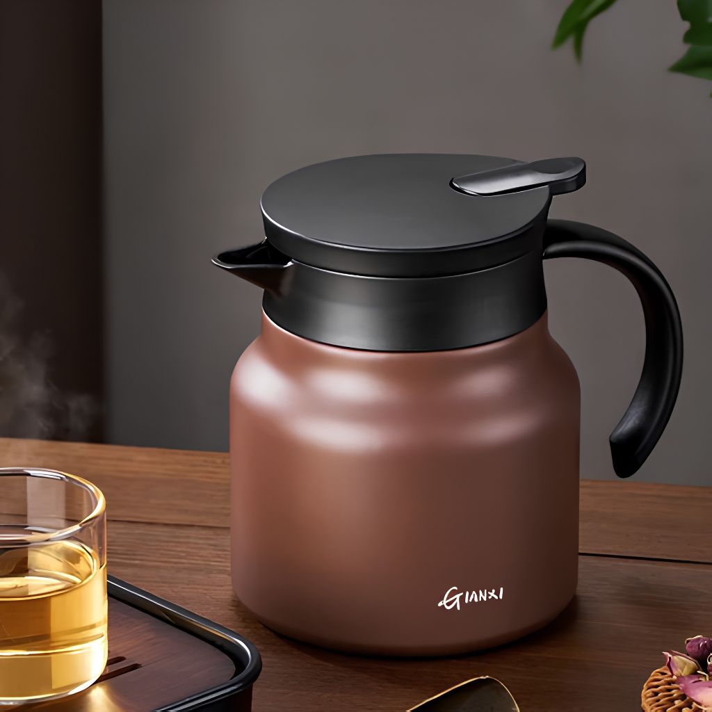 Thermoskan met Theezeef 800ml Dubbelwandig Rvs Keramiek Warmhoudkan Theekan Koffiekan Theepot Isoleerkan