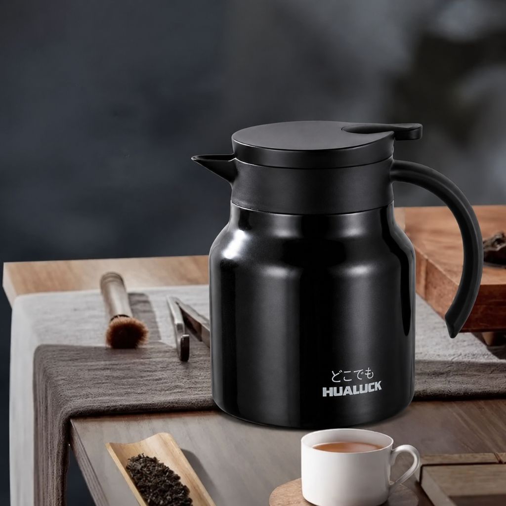 Thermoskan met Theezeef 800ml Dubbelwandig Rvs Keramiek Warmhoudkan Theekan Koffiekan Theepot Isoleerkan