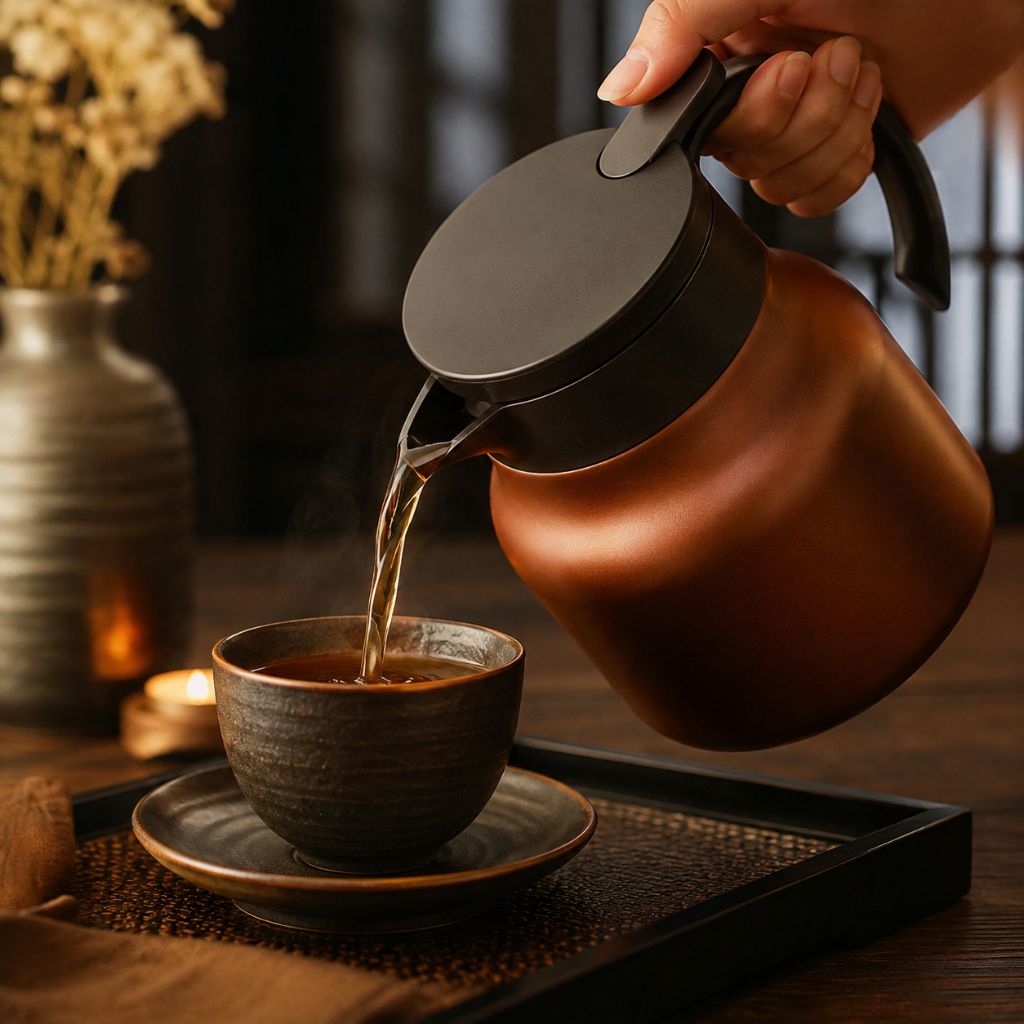 Thermoskan met Theezeef 800ml Dubbelwandig Rvs Keramiek Warmhoudkan Theekan Koffiekan Theepot Isoleerkan