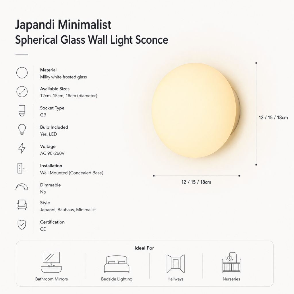 Wandlamp Bol Matglas G9 LED Wit 12-18cm Zwevend Design Moderne Verlichting voor Hal Badkamer Slaapkamer Woonkamer
