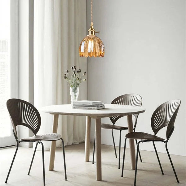 Hanglamp Glas Bloem Japans Retro Metaal 12cm E27 Pendellamp Woonkamer Slaapkamer Sfeervol