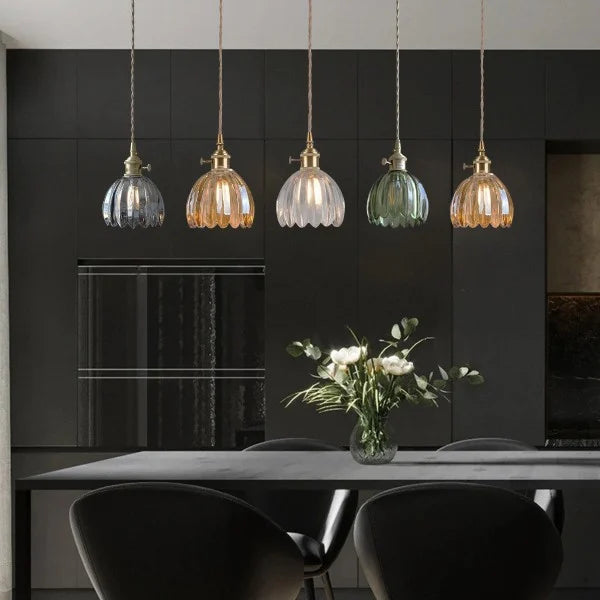 Hanglamp Glas Bloem Japans Retro Metaal 12cm E27 Pendellamp Woonkamer Slaapkamer Sfeervol