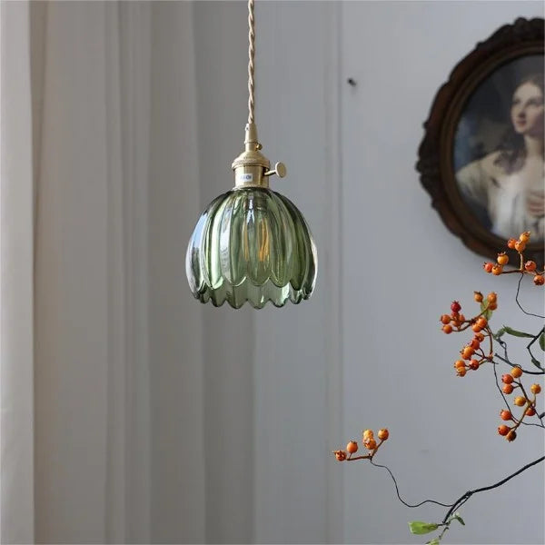 Hanglamp Glas Bloem Japans Retro Metaal 12cm E27 Pendellamp Woonkamer Slaapkamer Sfeervol