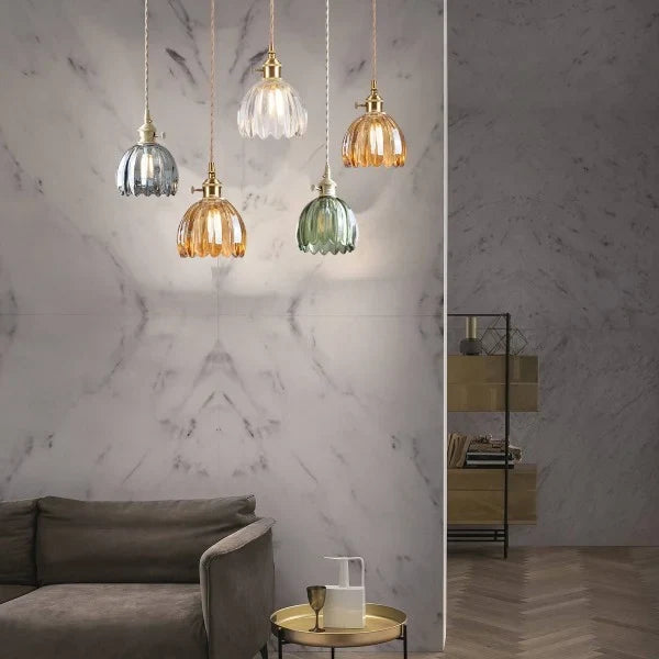 Hanglamp Glas Bloem Japans Retro Metaal 12cm E27 Pendellamp Woonkamer Slaapkamer Sfeervol