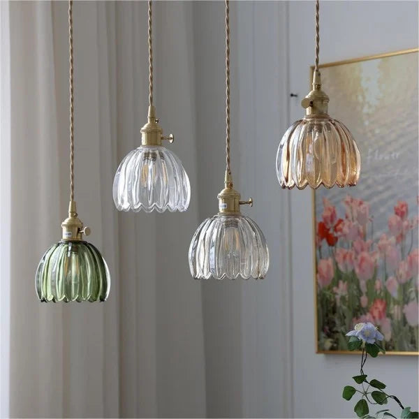 Hanglamp Glas Bloem Japans Retro Metaal 12cm E27 Pendellamp Woonkamer Slaapkamer Sfeervol