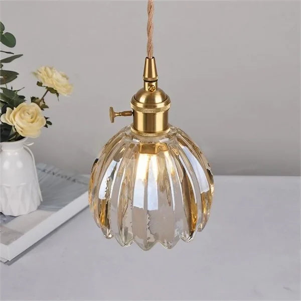 Hanglamp Glas Bloem Japans Retro Metaal 12cm E27 Pendellamp Woonkamer Slaapkamer Sfeervol