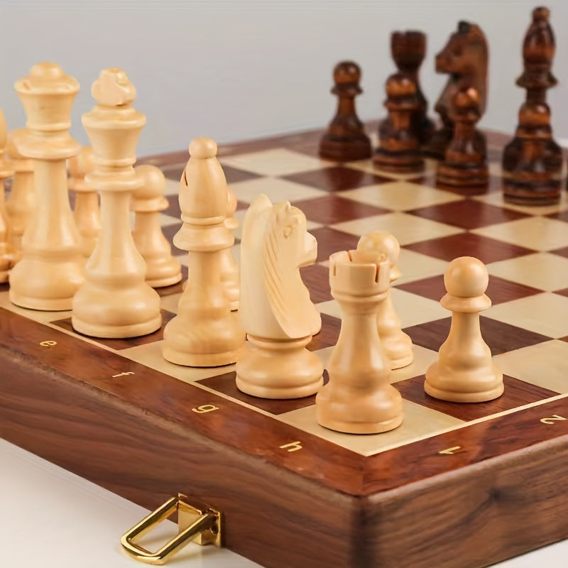 Schaakspel Massief Hout Opklapbaar Klassiek Strategiespel Handgemaakt Kwaliteitsbord 39x39 cm Premium