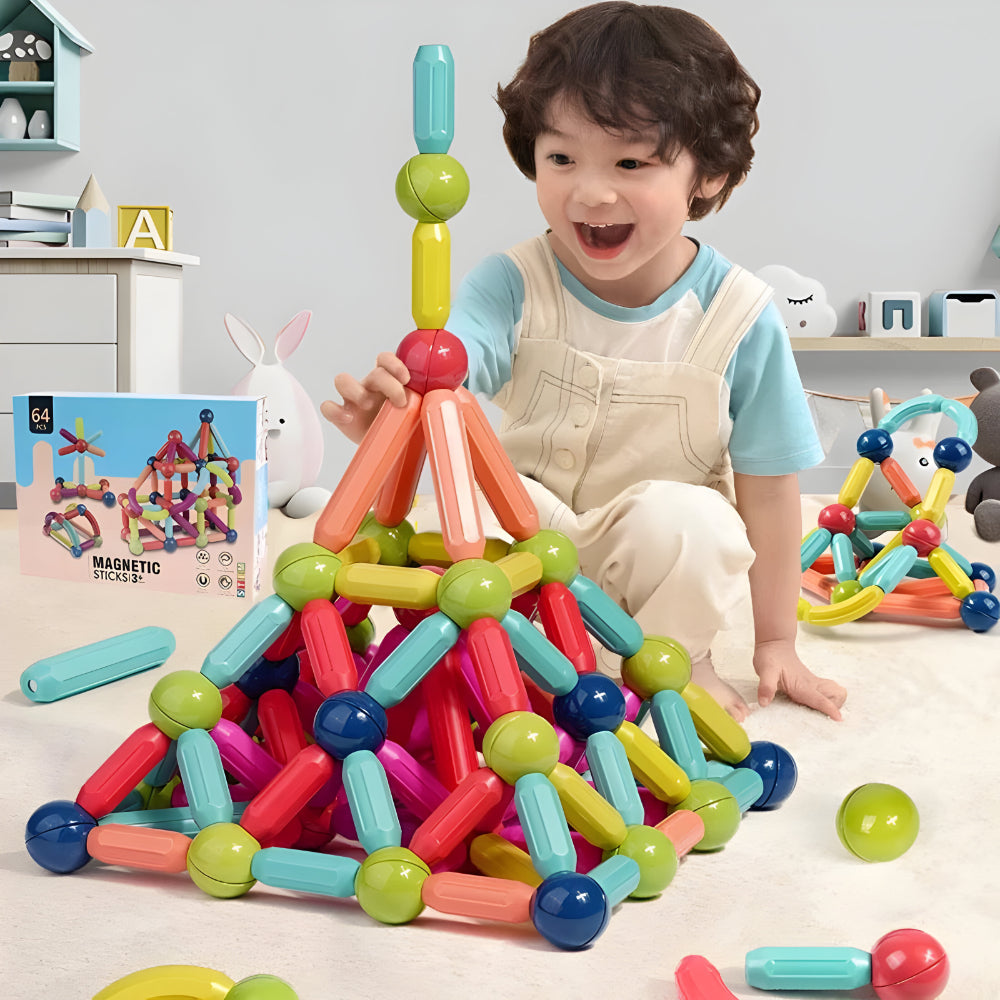 Magnetische Bouwblokken Set voor Kinderen - Educatief Speelgoed met Gekleurde Staven en Ballen voor Creatief Bouwen en Motorische Ontwikkeling vanaf 3 Jaar
