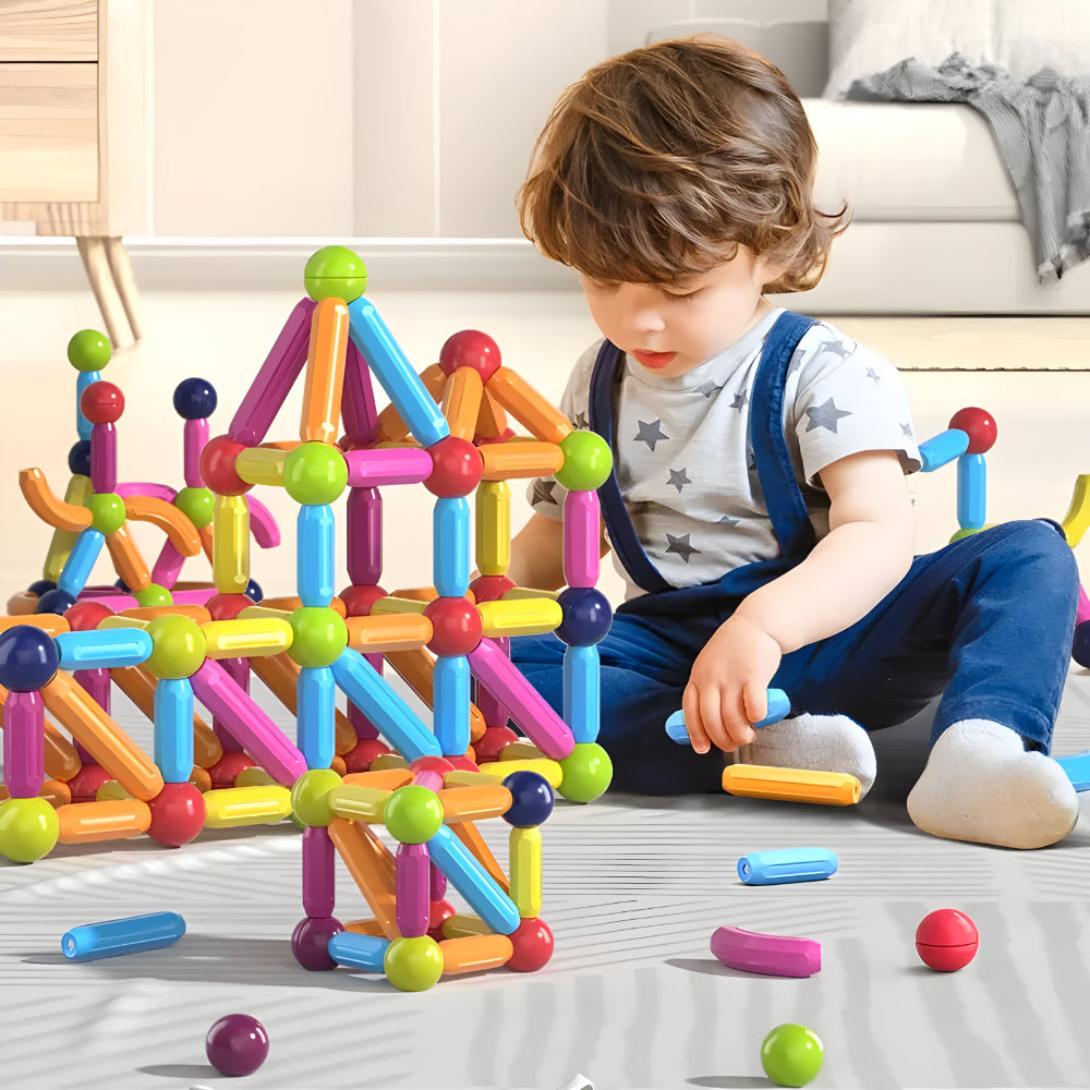 Magnetische Bouwblokken Set voor Kinderen - Educatief Speelgoed met Gekleurde Staven en Ballen voor Creatief Bouwen en Motorische Ontwikkeling vanaf 3 Jaar