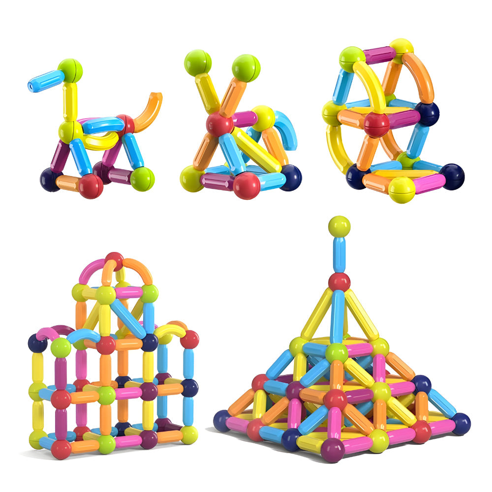 Magnetische Bouwblokken Set voor Kinderen - Educatief Speelgoed met Gekleurde Staven en Ballen voor Creatief Bouwen en Motorische Ontwikkeling vanaf 3 Jaar