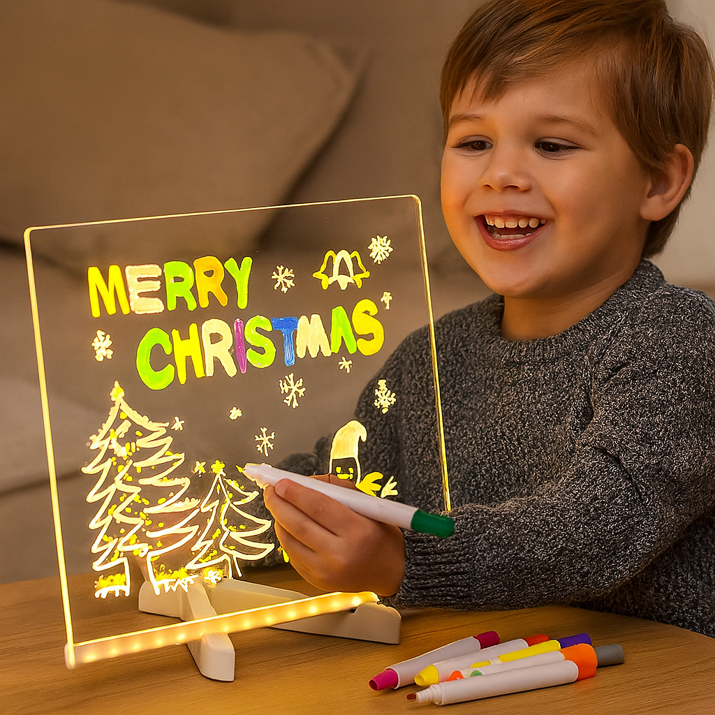 Verlicht LED Tekenbord voor Kinderen met Kleurrijke Markers en Herbruikbaar Oppervlak