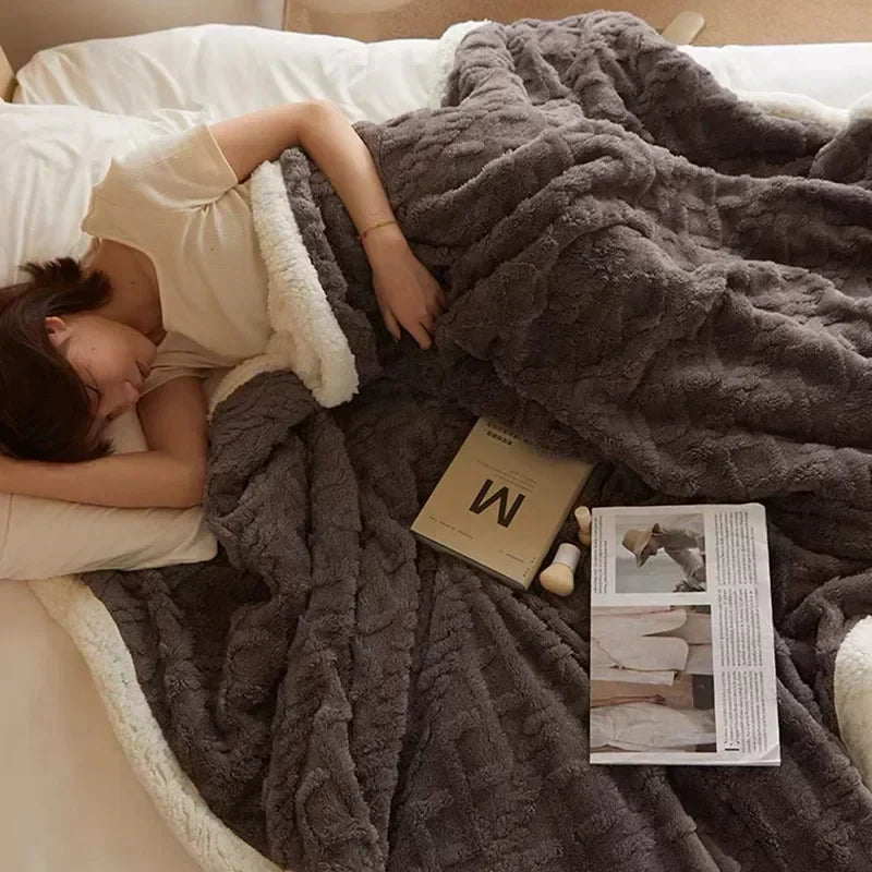 Dikke Winterdeken Dubbellaags Fleece Lammwol Warm Sprei Plaid Dekbed Gezellig Microvezel 70-230cm