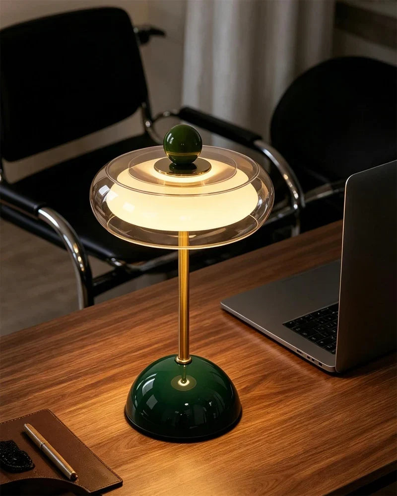 Oplaadbare Glazen Tafellamp met Dimfunctie - Retro Design in 6 Kleuren - USB-C - 3 Kleurtemperaturen